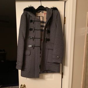 Burberry Brit fox trim hooded coat